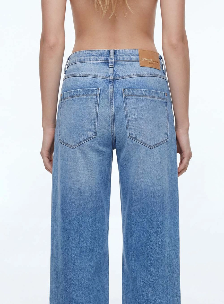 Calça Feminina Jeans Com Bolsos - Baggy Índigo 4