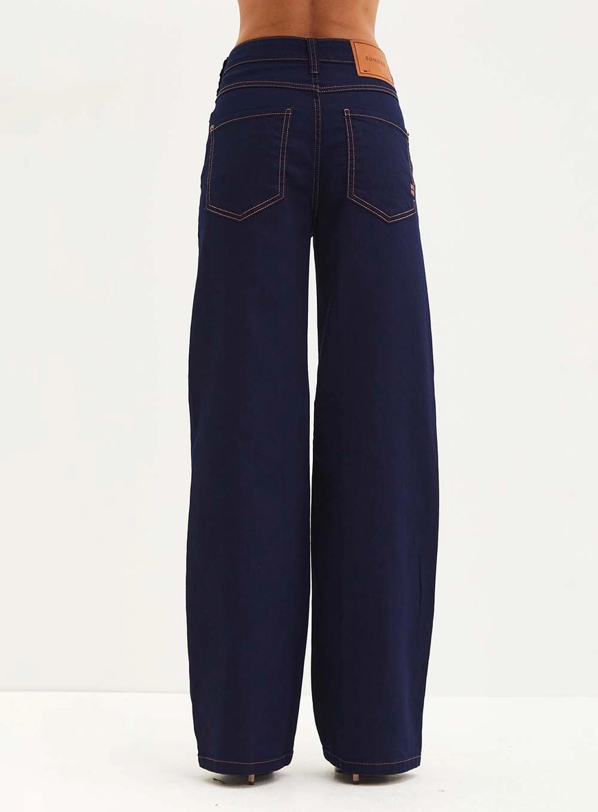 Calça Feminina Jeans Reta Com Bolsos - Slim Índigo 2