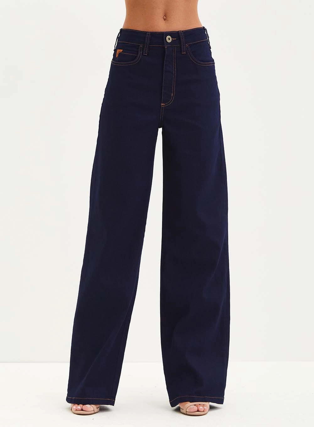 Calça Feminina Jeans Reta Com Bolsos - Slim Índigo 1