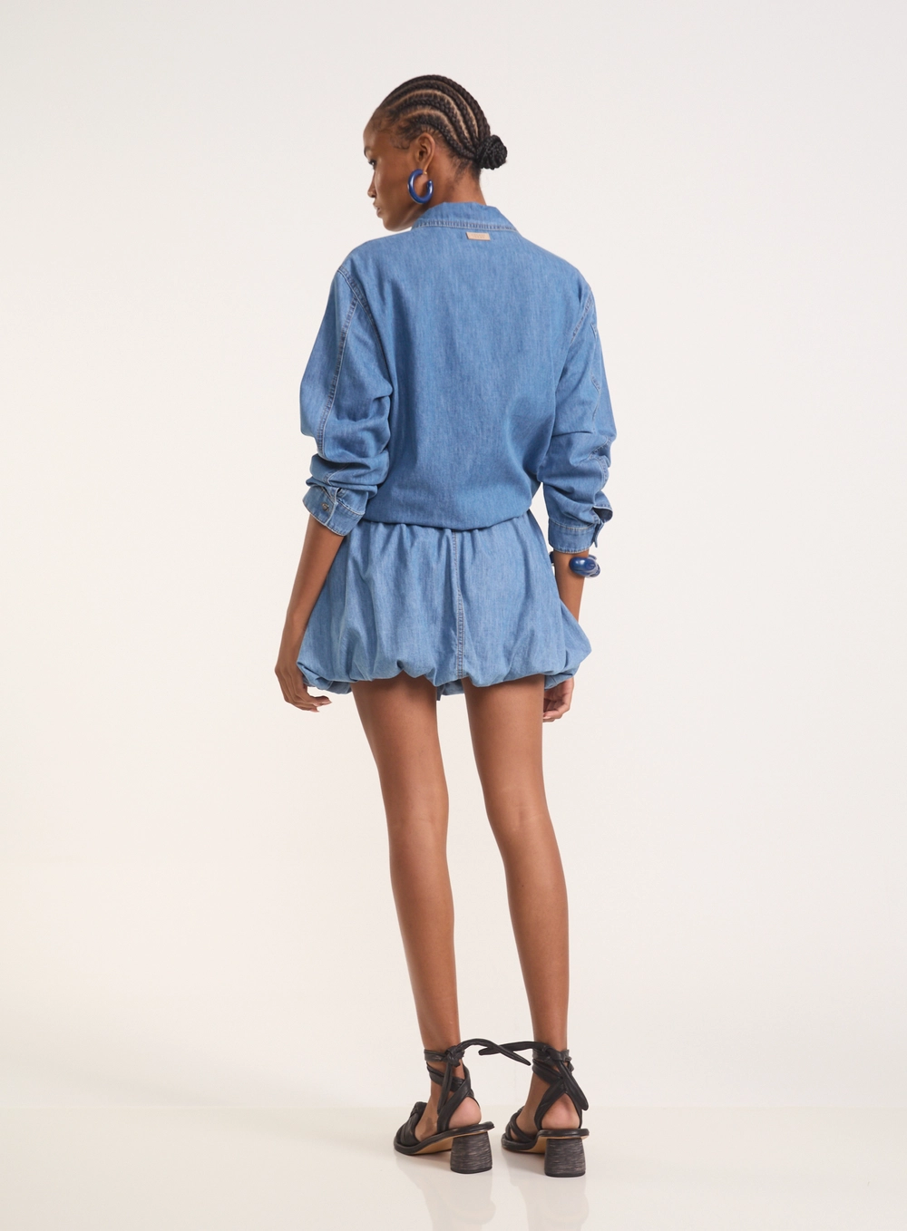 Saia Jeans Feminina Balonê Índigo