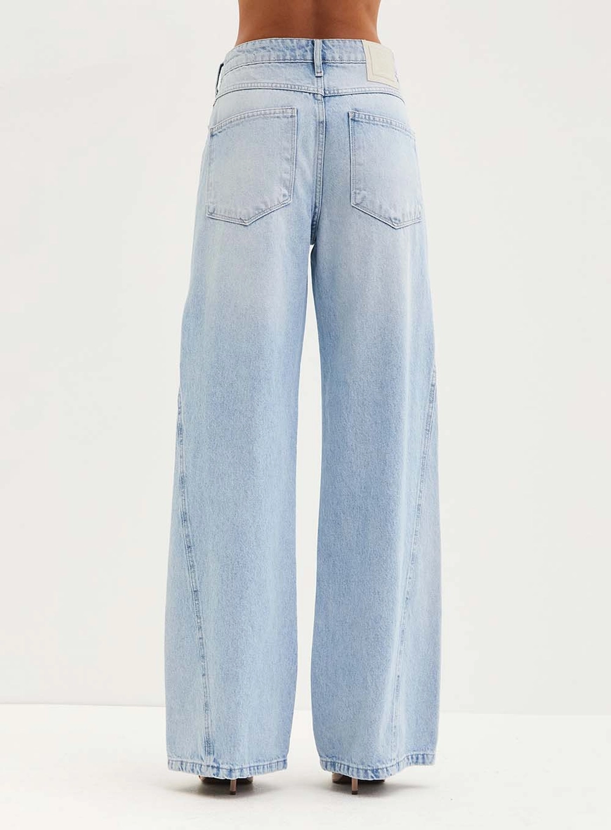 Calça Feminina Jeans Com Recortes - Wide Leg Índigo 3