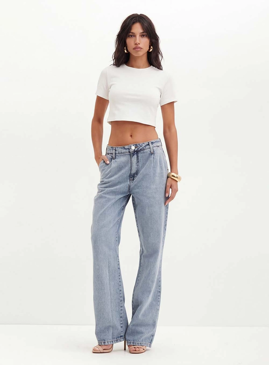 Calça Feminina Jeans Com Pregas Frontais - Reta Índigo 3