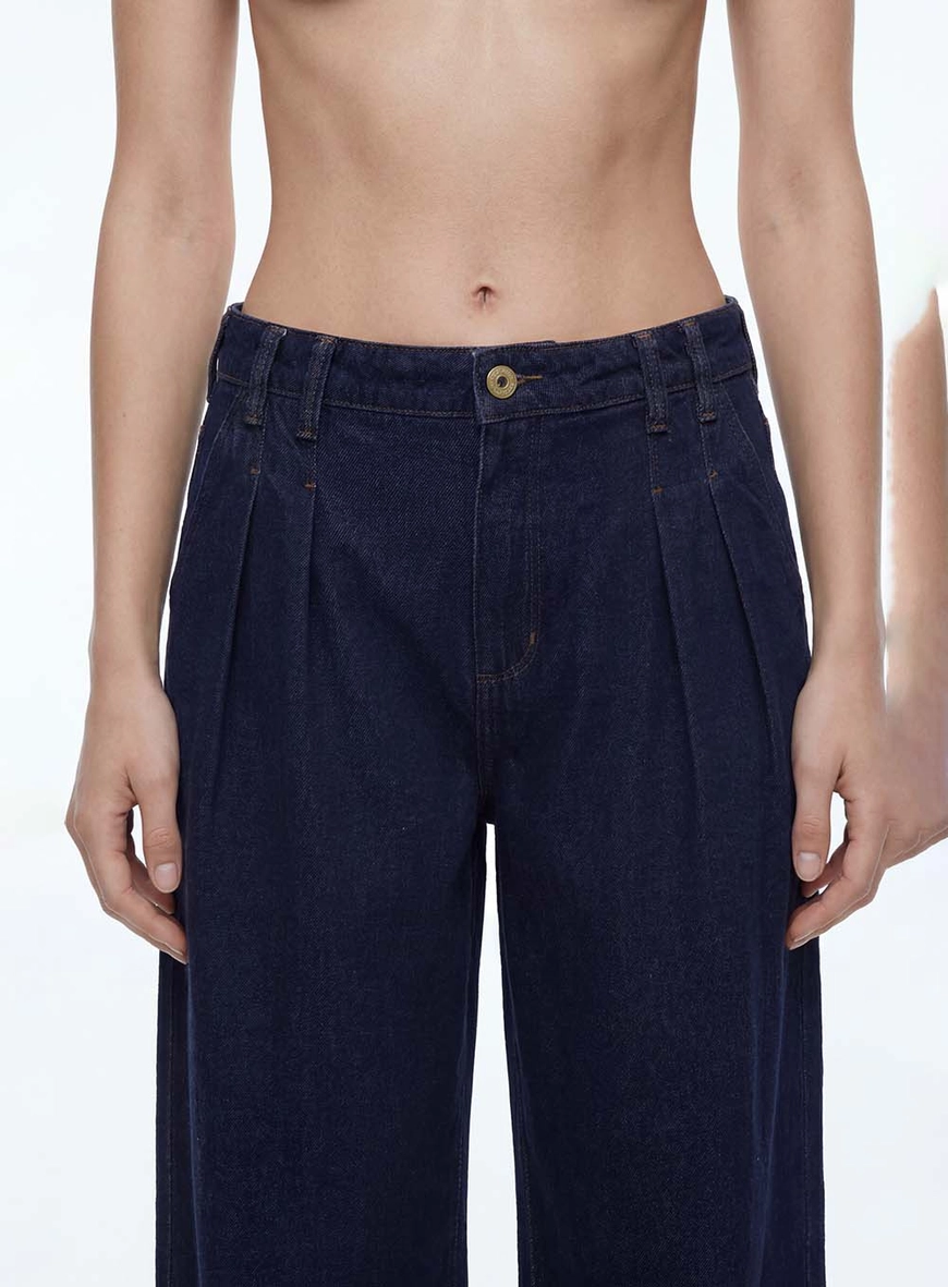 Calça Feminina Jeans Com Pregas - Pantacourt Índigo 4
