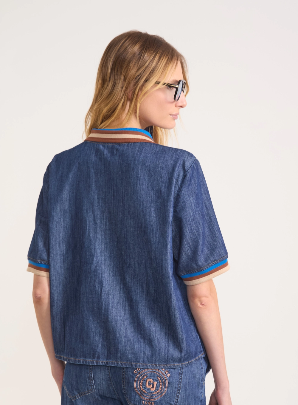 Camisa Polo Jeans Com Bordado Heritage Índigo