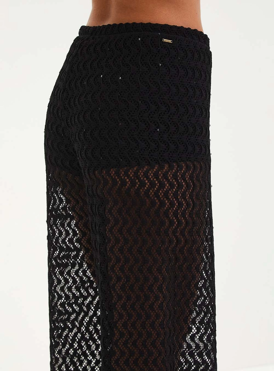 Calça Feminina Com Renda - Pantalona Preto 4
