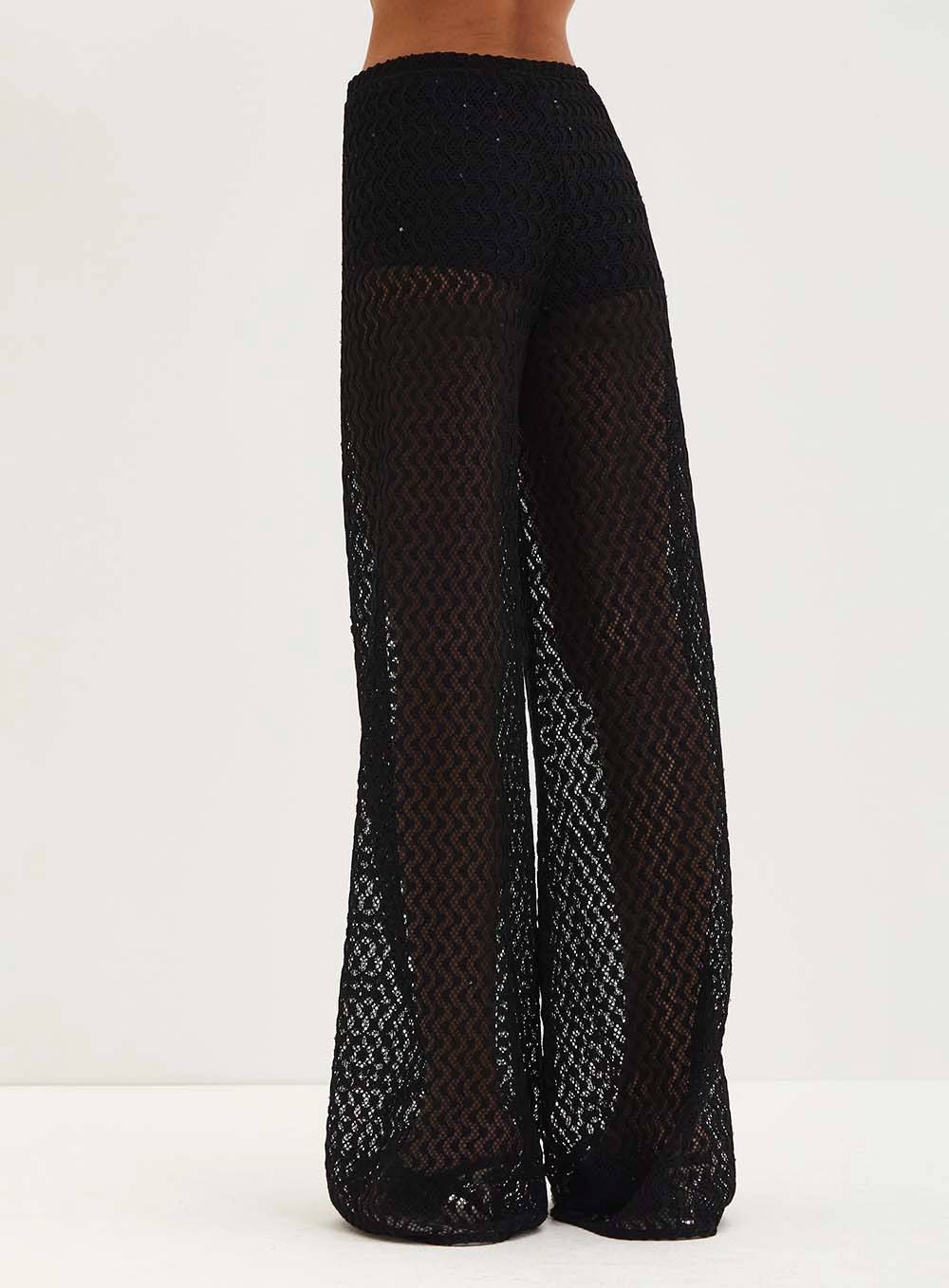 Calça Feminina Com Renda - Pantalona Preto 2
