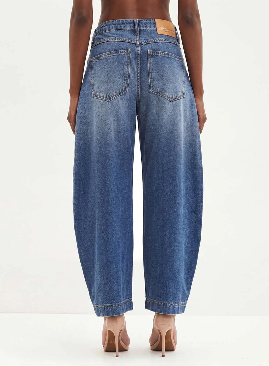 Calça Feminina Jeans Com Recortes - Barrel Índigo 2