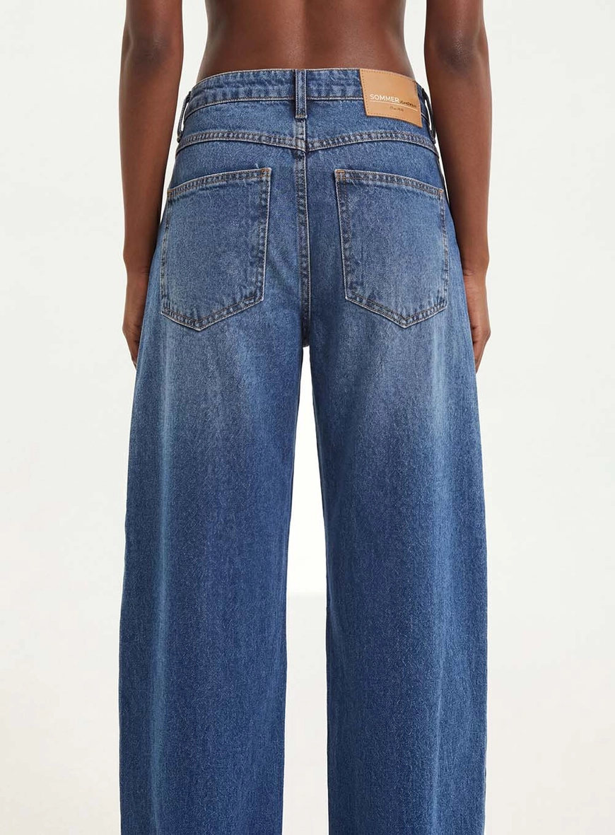 Calça Feminina Jeans Com Recortes - Barrel Índigo 4