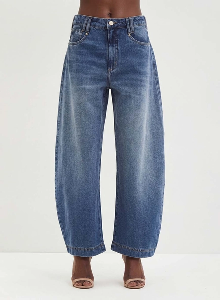 Calça Feminina Jeans Com Recortes - Barrel