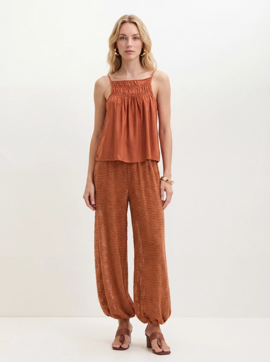 Calça Feminina Com Textura - Aladin Marrom 3