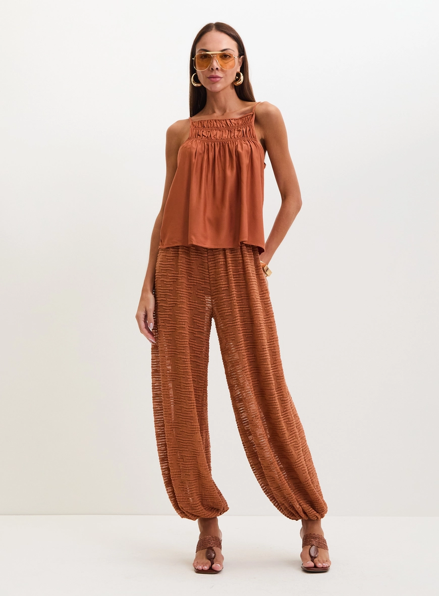 Calça Feminina Com Textura - Aladin Marrom 5