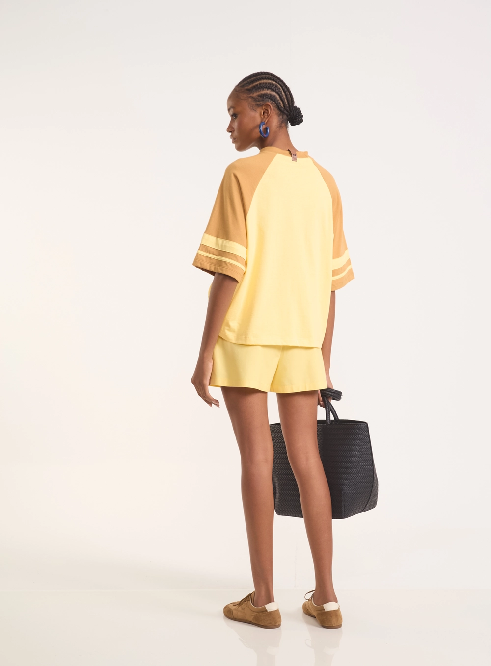 Camiseta Varsity Oversized Bicolor Amarelo