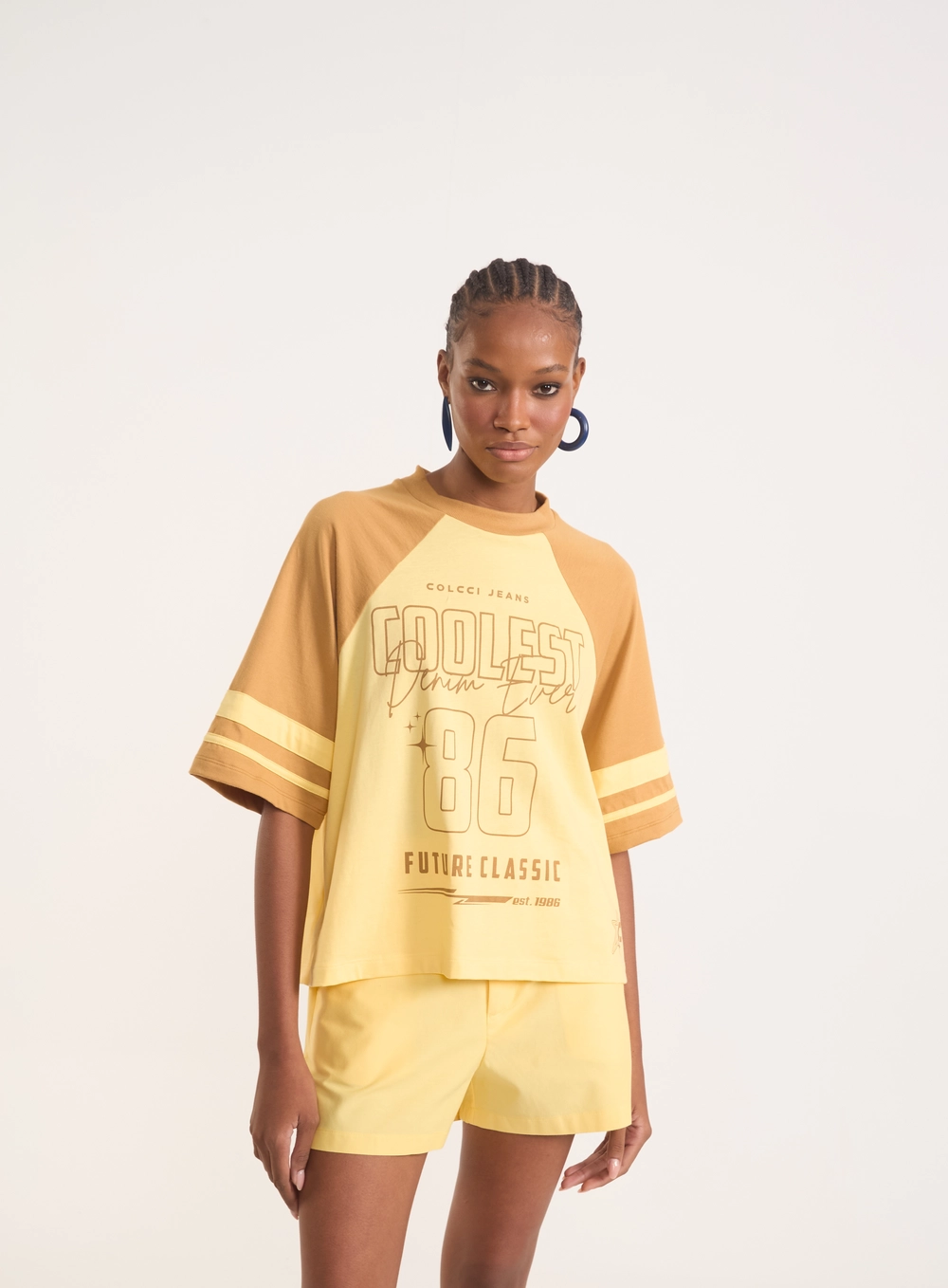 Camiseta Varsity Oversized Bicolor Amarelo
