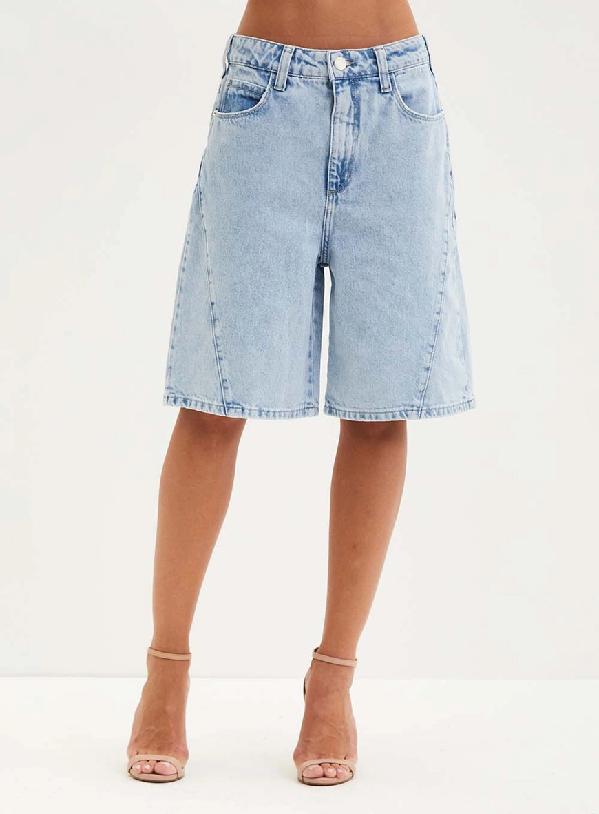 Bermuda Jeans Feminina Boyfriend Índigo 1