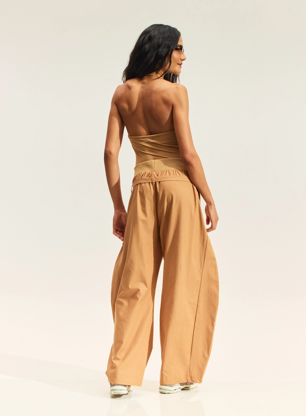Calça Dublin Pantalona Com Cinto Bege