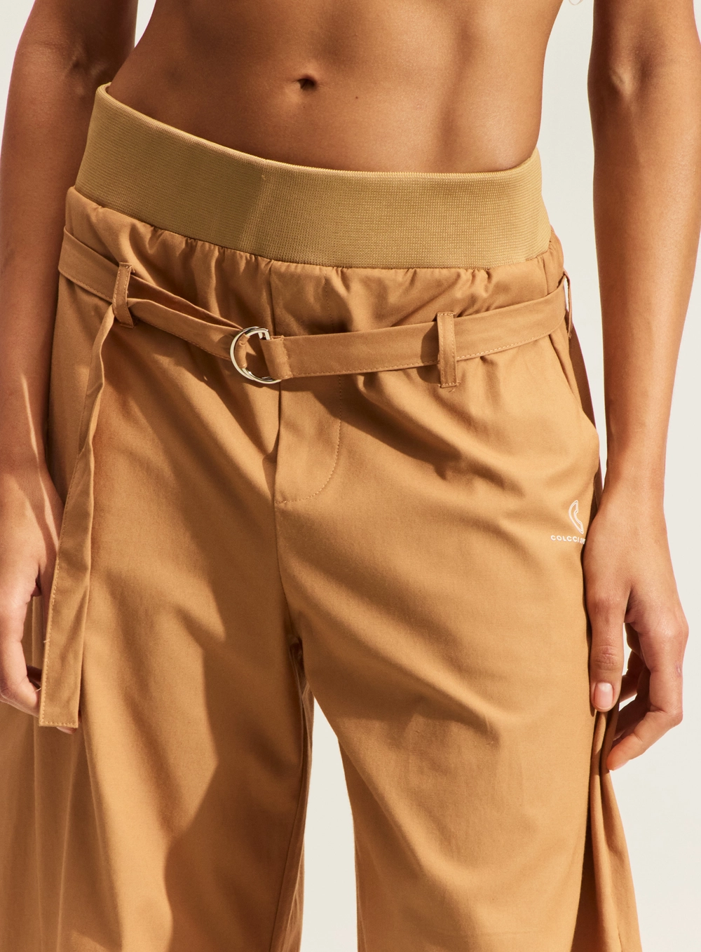 Calça Dublin Pantalona Com Cinto Bege