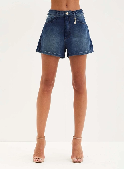 Short Feminino Jeans Com Bolsos  - Isabel