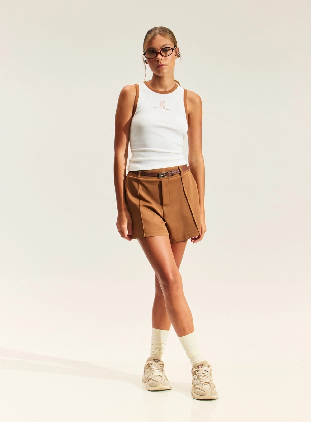 Shorts Alfaiataria Com Bolsos Marrom