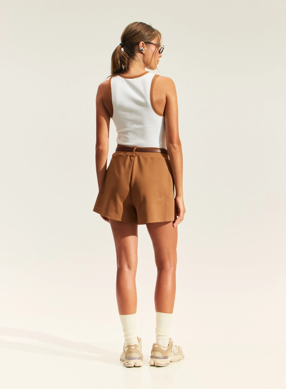 Shorts Alfaiataria Com Bolsos Marrom
