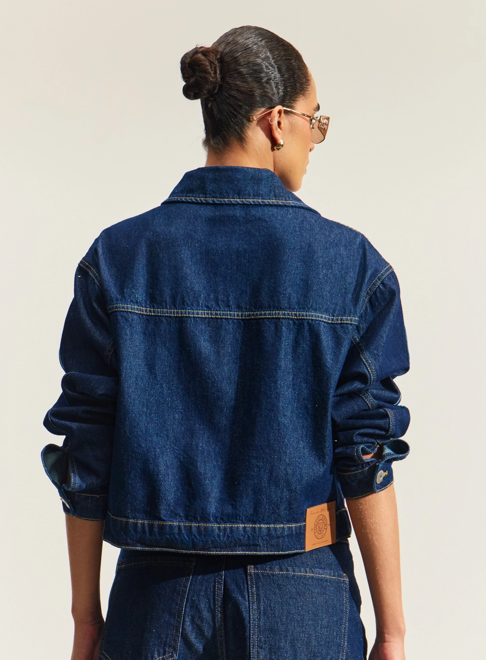 Jaqueta Jeans Reta Com Bolsos E Botões Índigo