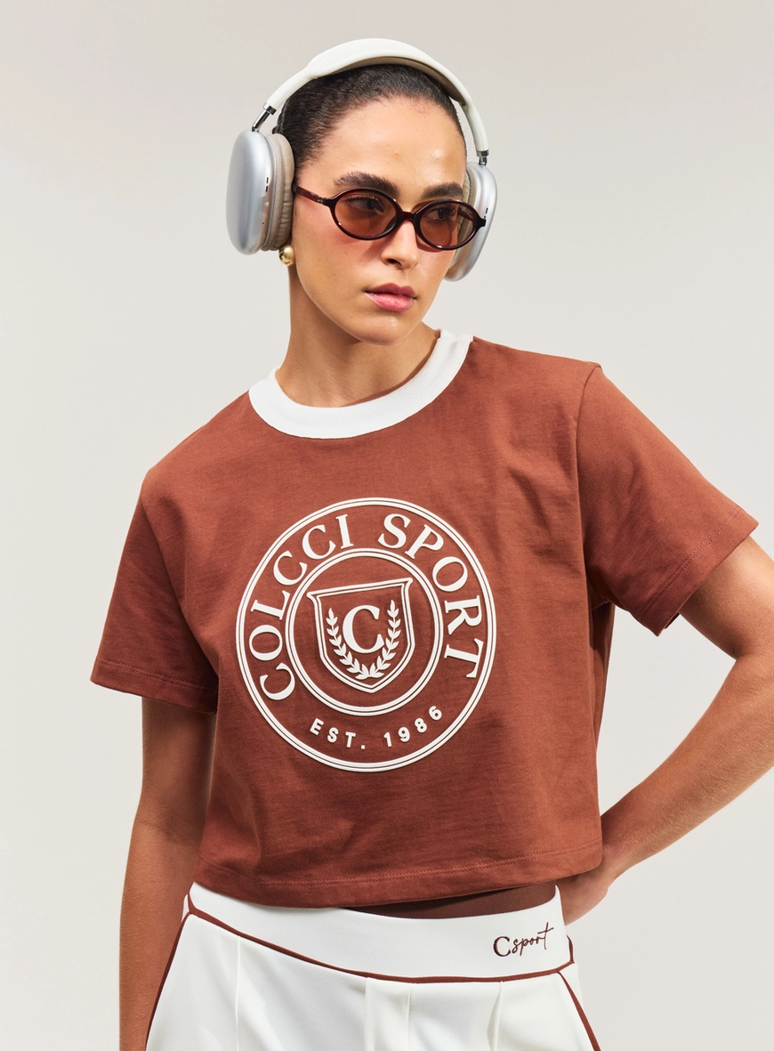 Camiseta Cropped Com Estampa Frontal
