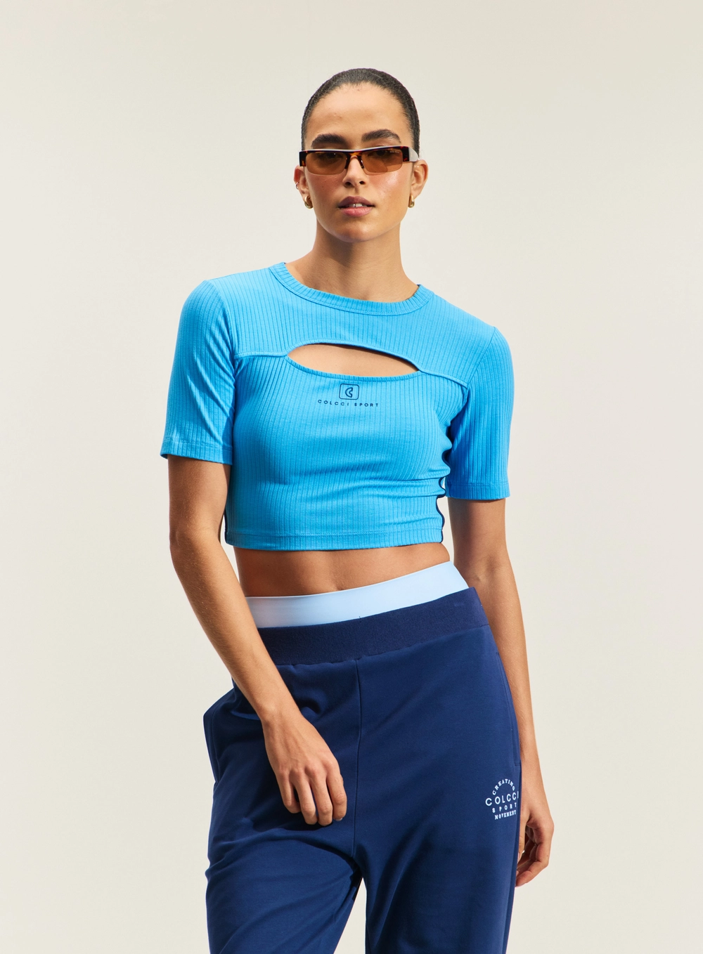 Blusa Feminina Canelada Com Recortes Azul