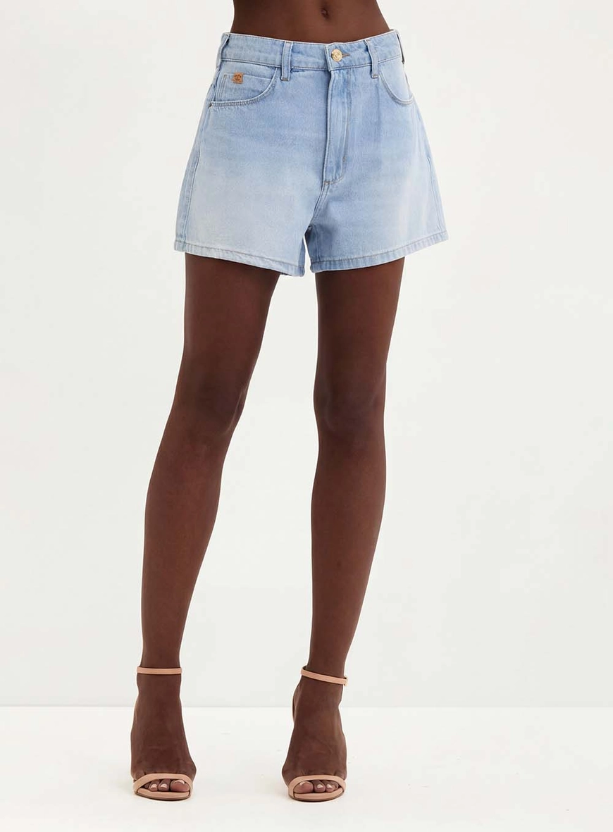 Short Feminino Jeans Com Lavanderia Clara - Isabel Índigo 1