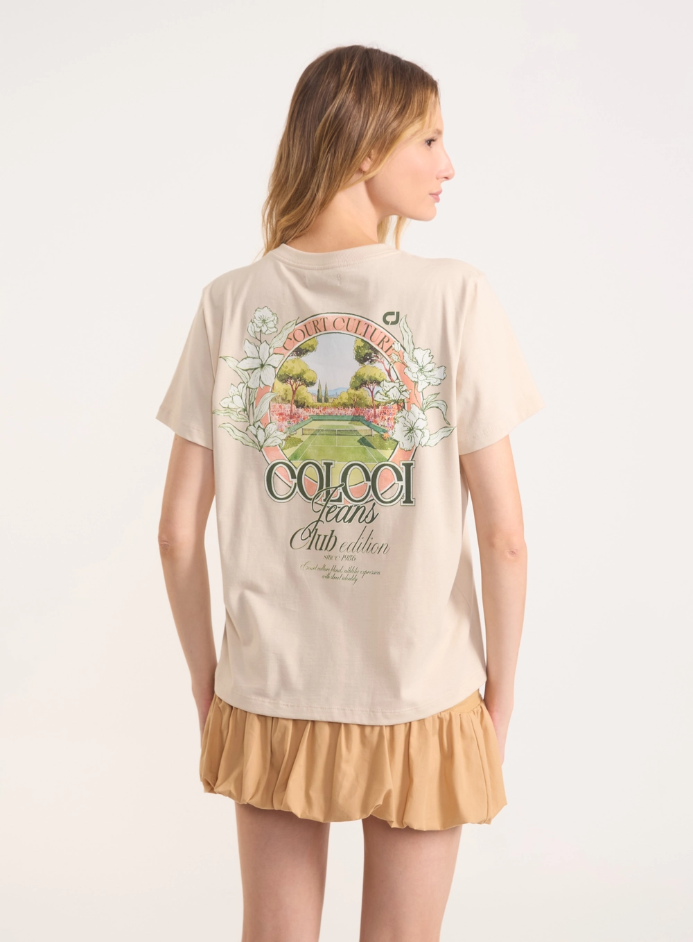 Camiseta Com Estampada Frontal Bege