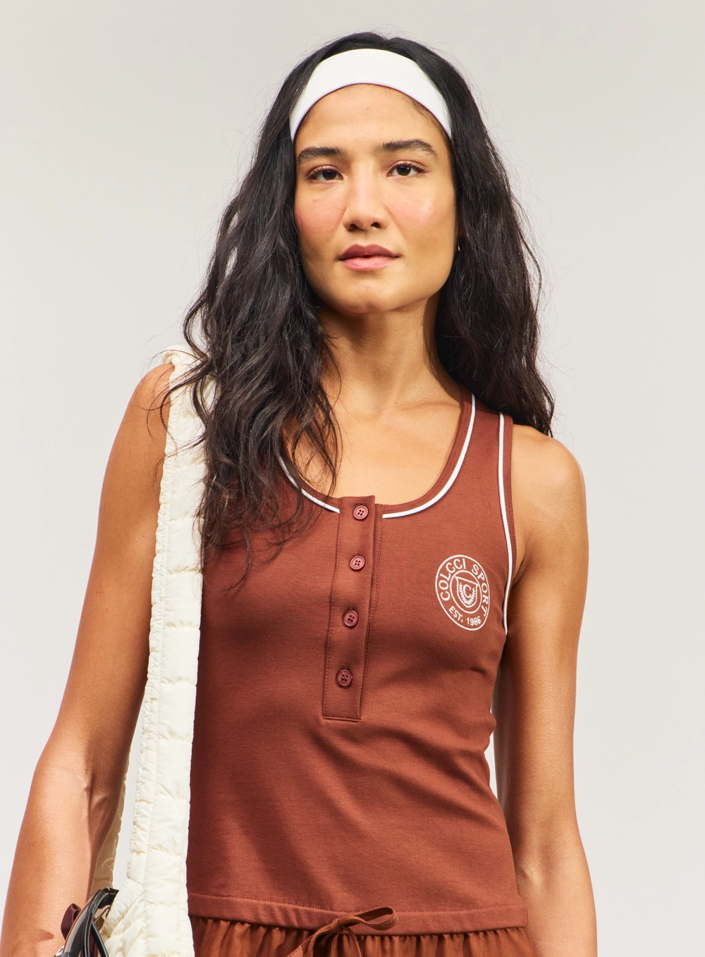 Vestido Canelado Feminino Com Botões Frontais Marrom