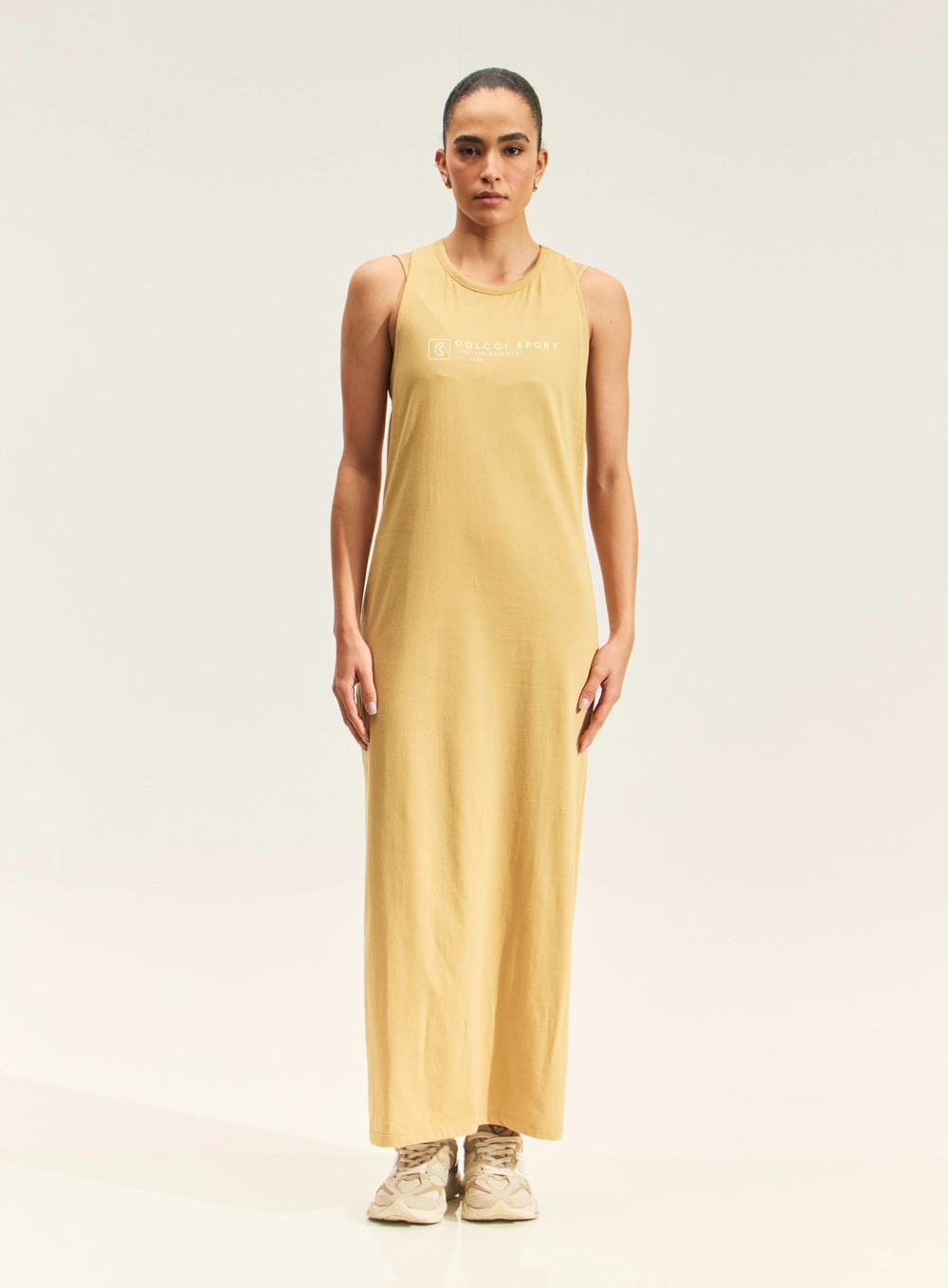 Vestido Longo Feminino Costas Nadador Bege Soybean