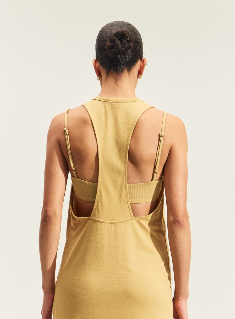 Vestido Longo Feminino Costas Nadador Bege Soybean