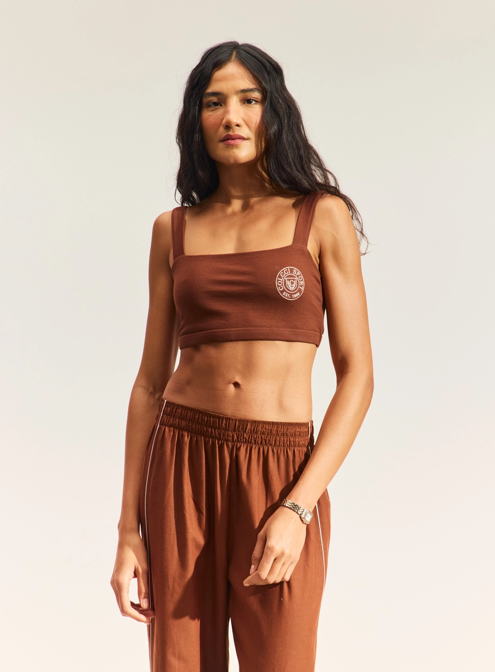 Top Feminino Com Decote Quadrado Marrom