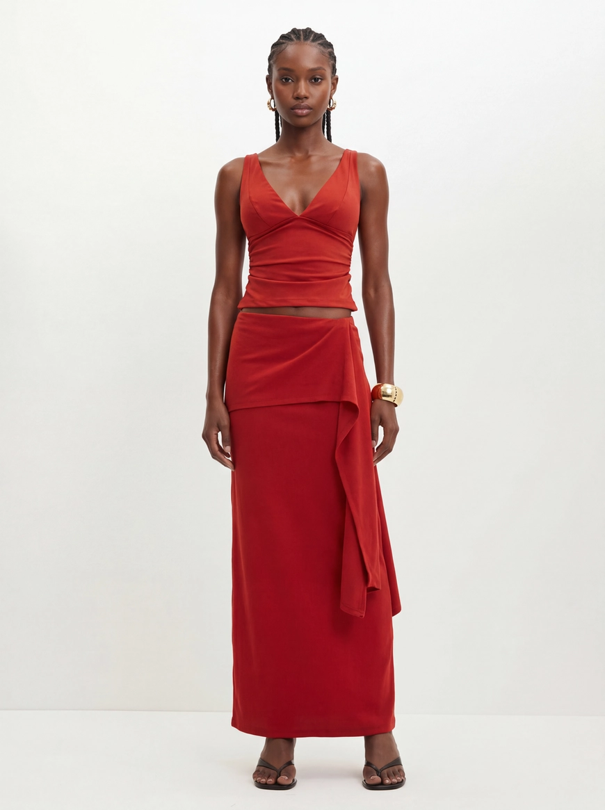 Saia Longa Com Transpasse - Comfort Vermelho 3