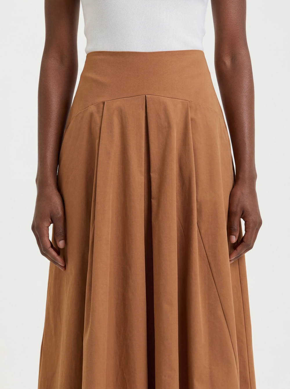 Saia Longa Com Pregas - Godê Bege 4