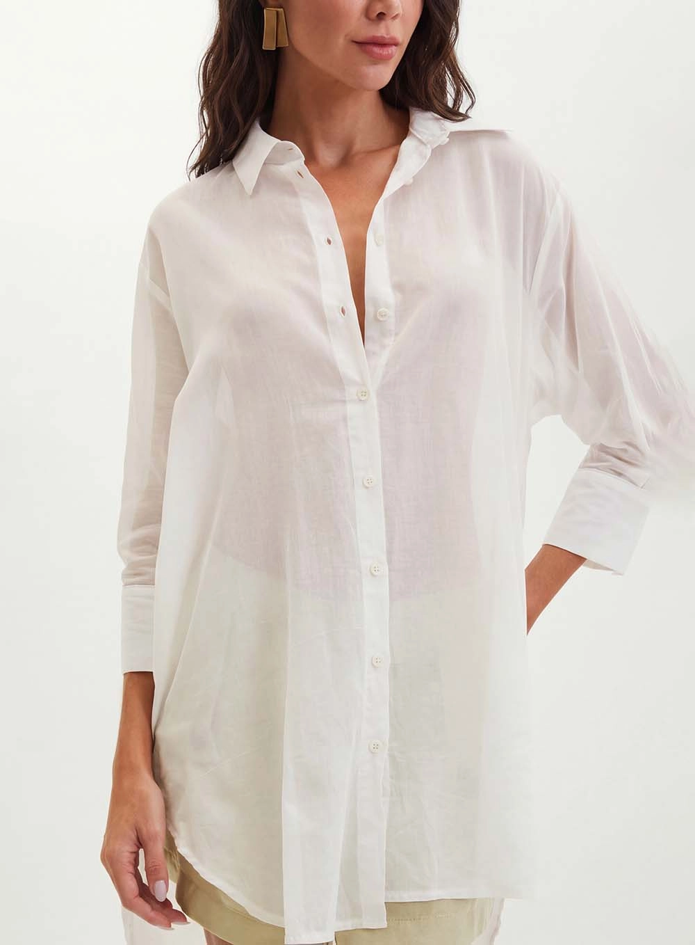 Camisa Feminina Com Botões - Comfort Off Shell 3