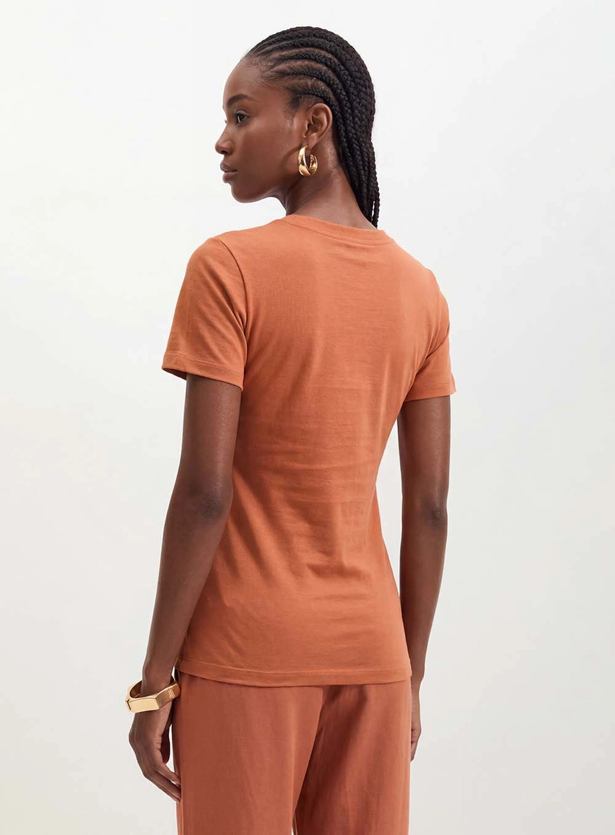 Camiseta Feminina Com Estampa - Slim Marrom 2