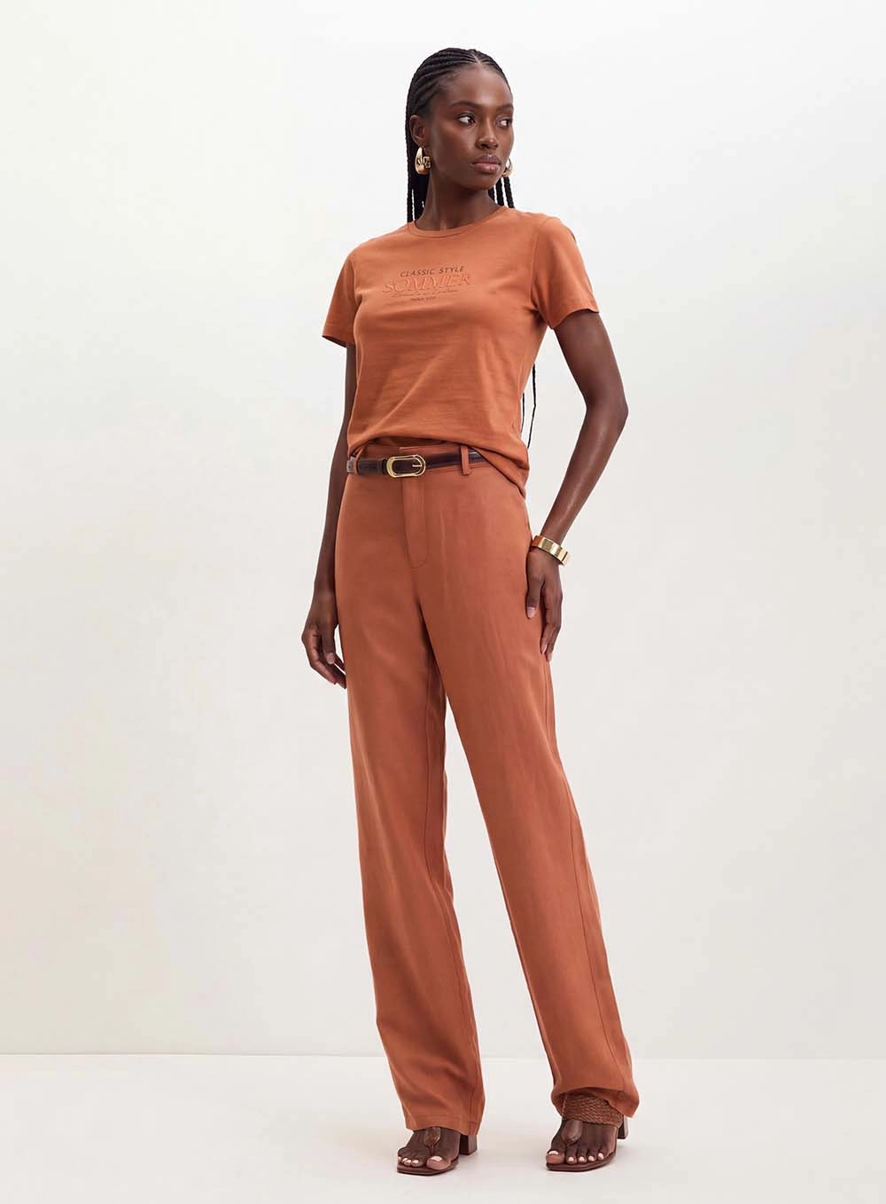 Camiseta Feminina Com Estampa - Slim Marrom 3