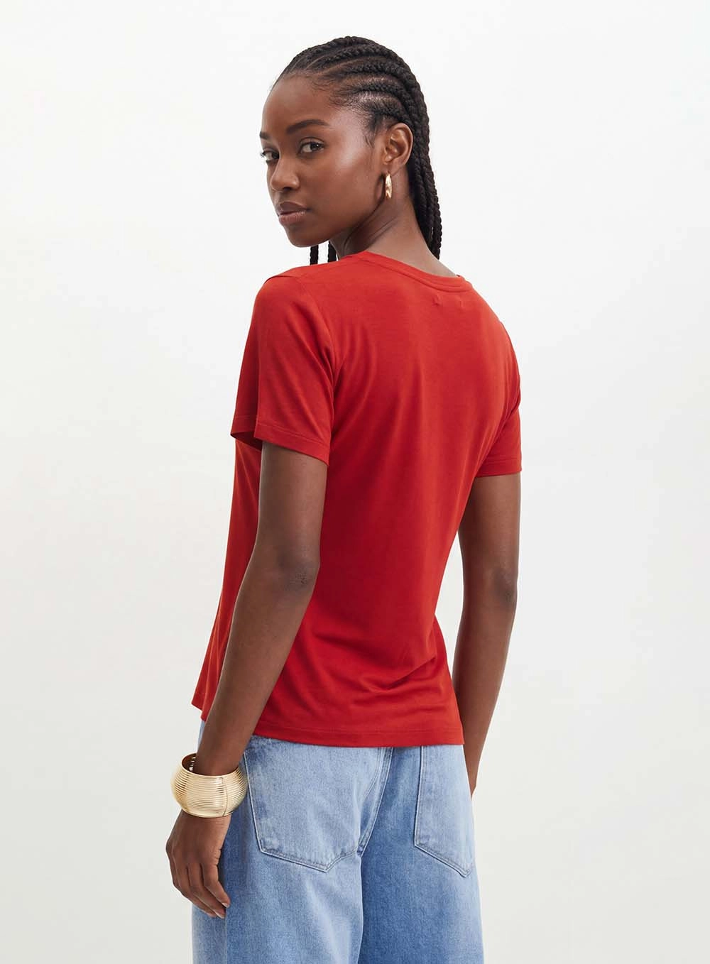 Camiseta Feminina Com Bordado - Slim Vermelho 2