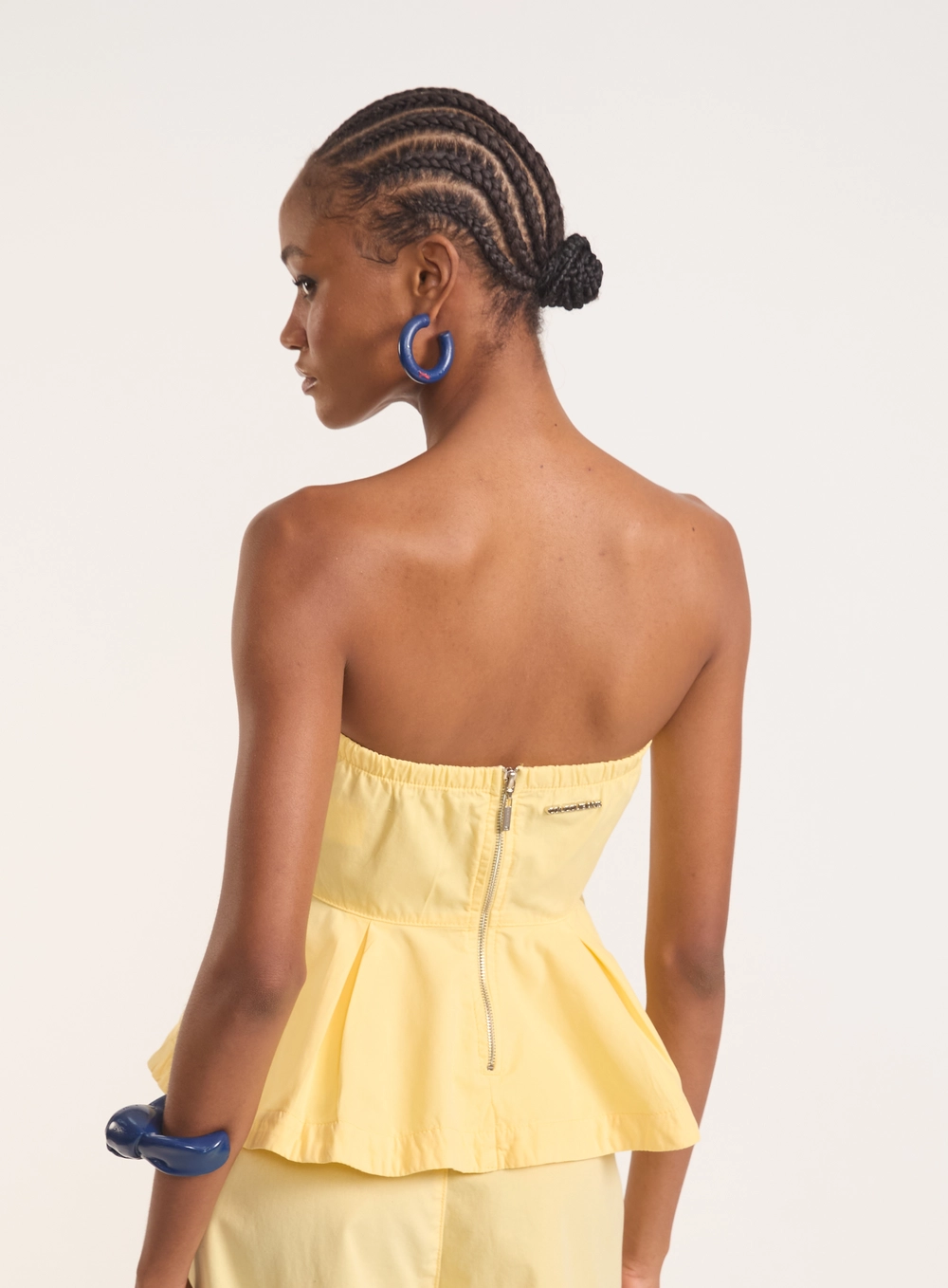 Blusa Tomara Que Caia Peplum Com Recortes Amarelo