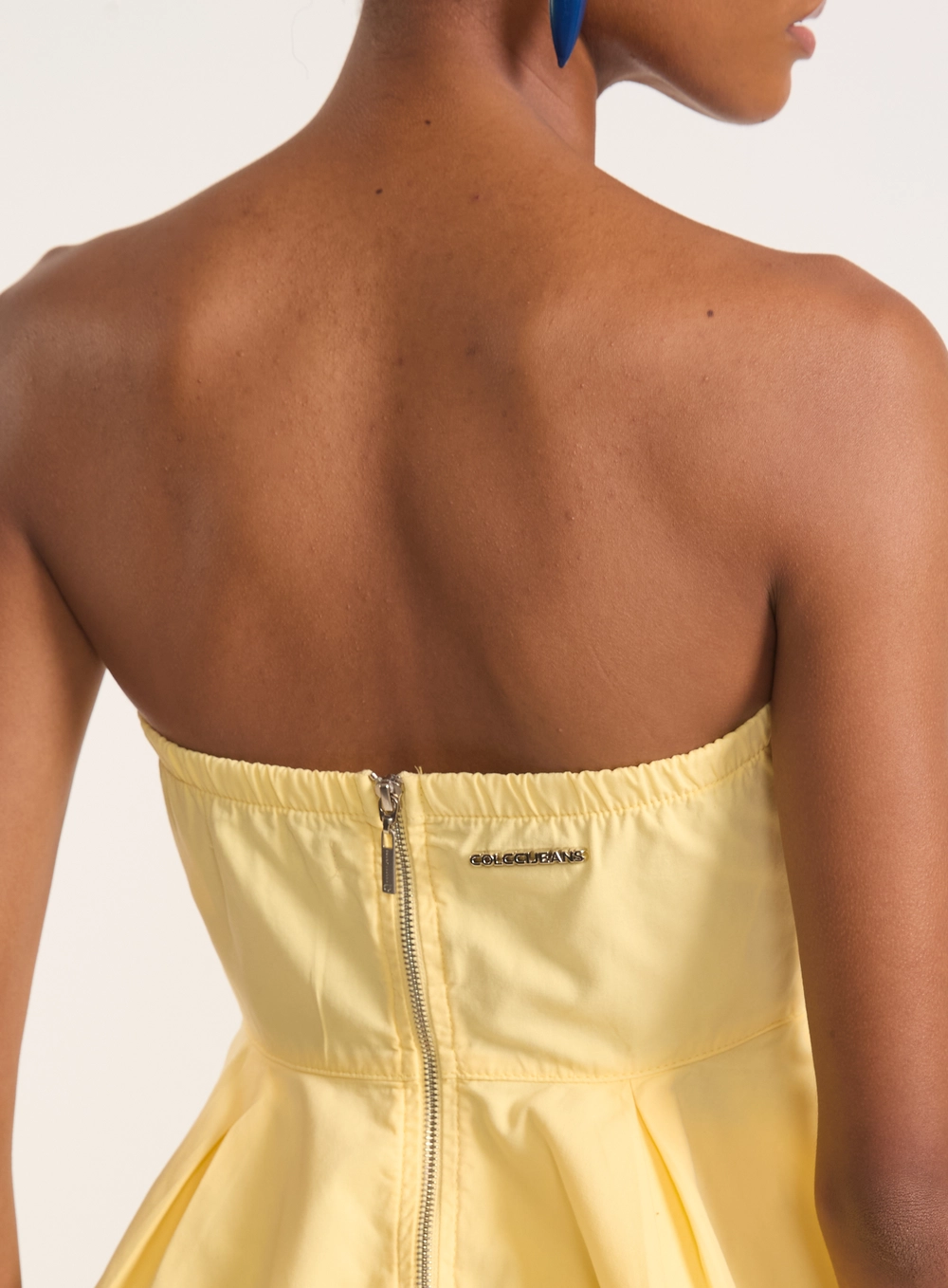 Blusa Tomara Que Caia Peplum Com Recortes Amarelo