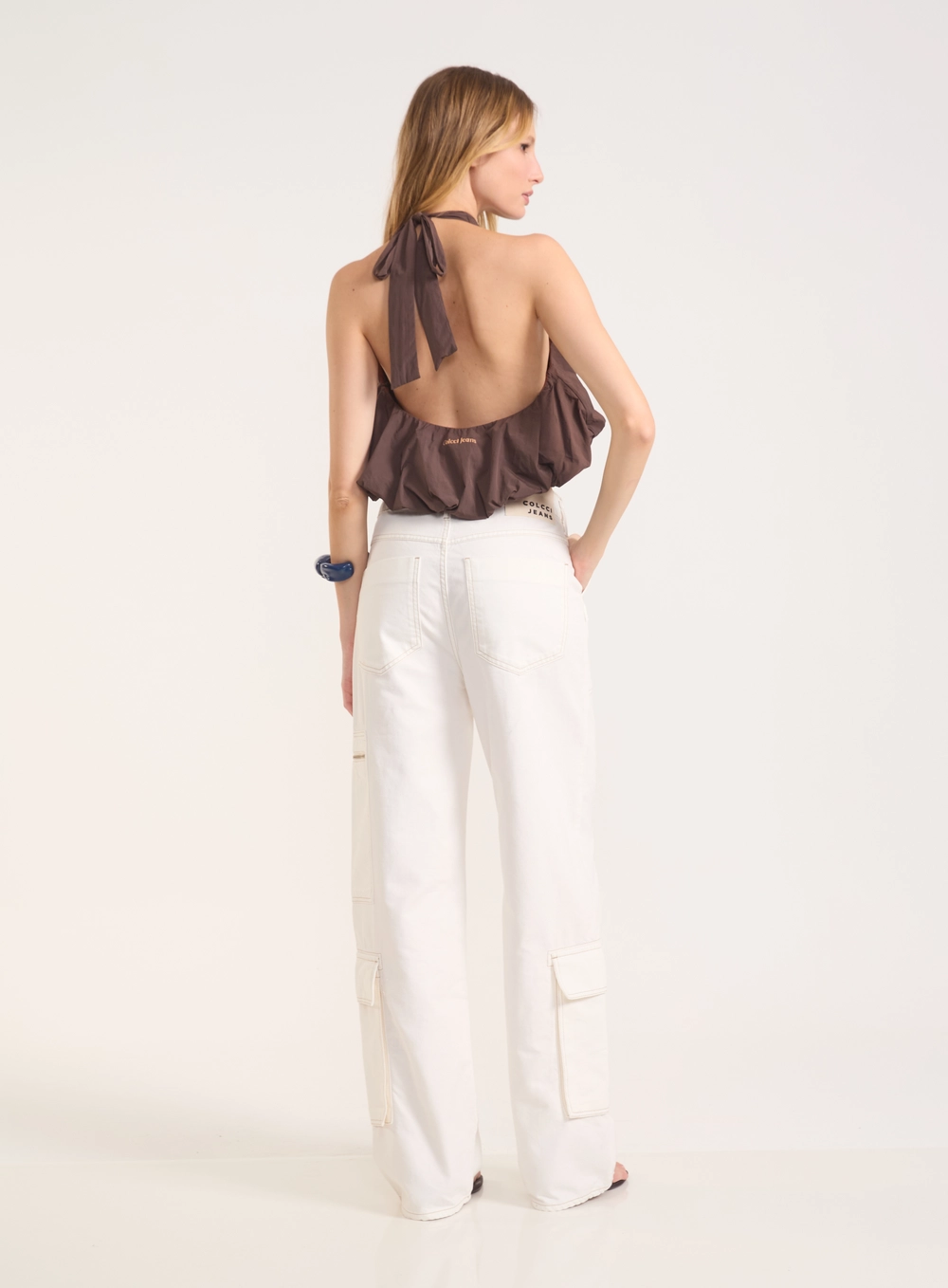 Blusa Feminina Costas Abertas Com Amarração Marrom