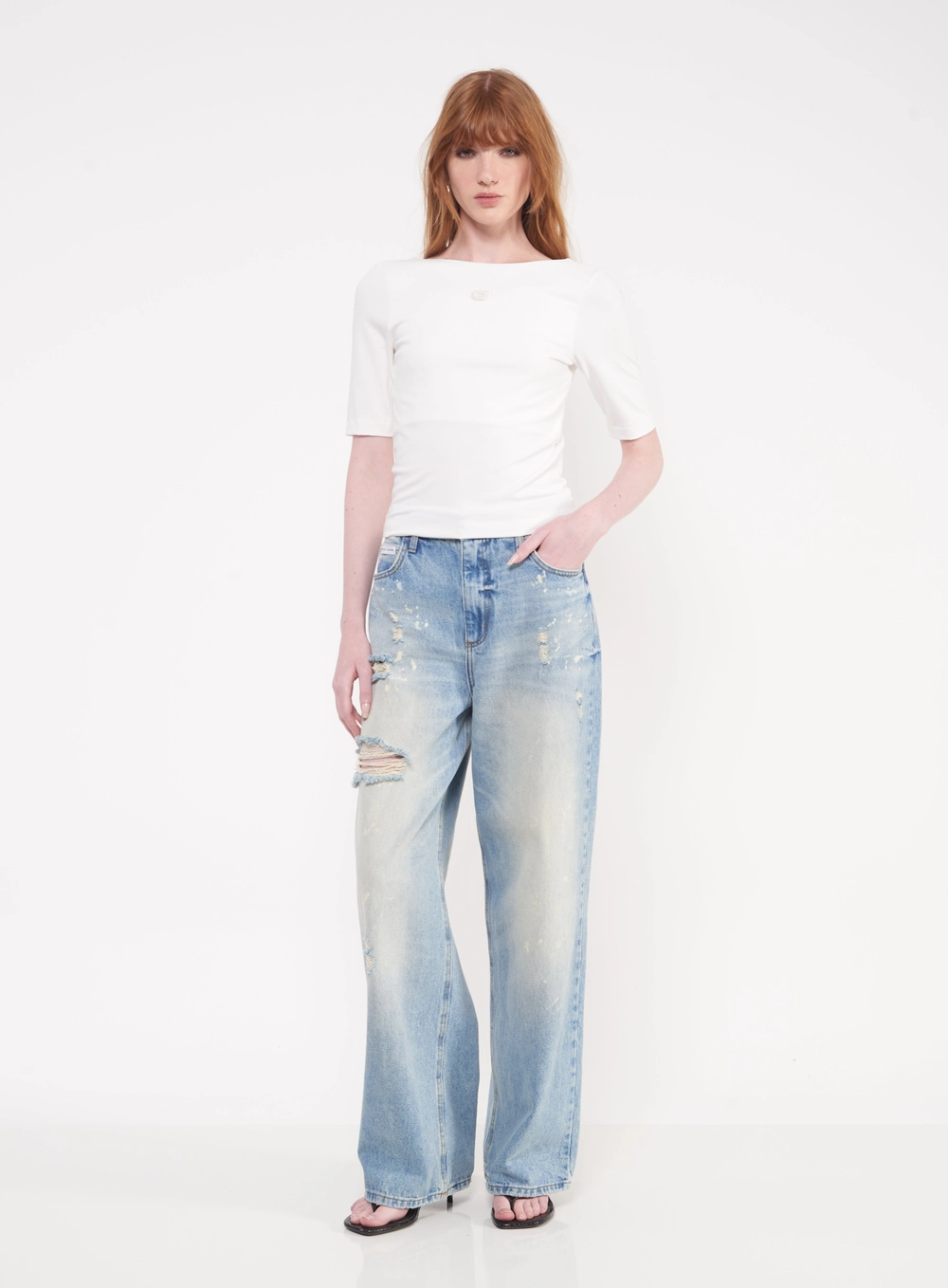 Blusa Justa Com Decote Canoa E Costas Abertas Off Shell