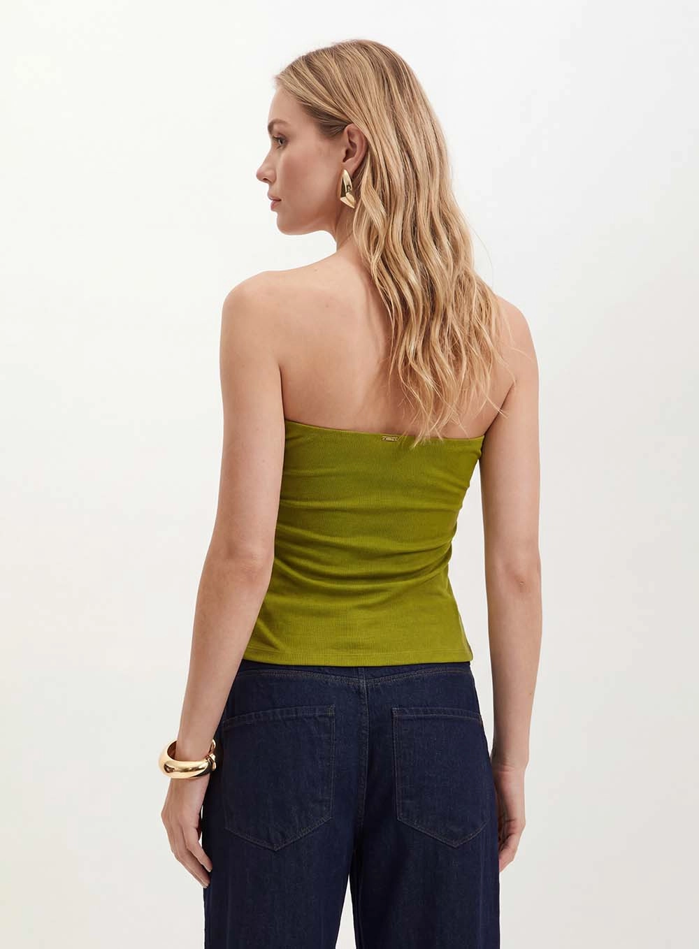 Blusa Feminina Tomara Que Caia Com Franzido - Slim Verde 2