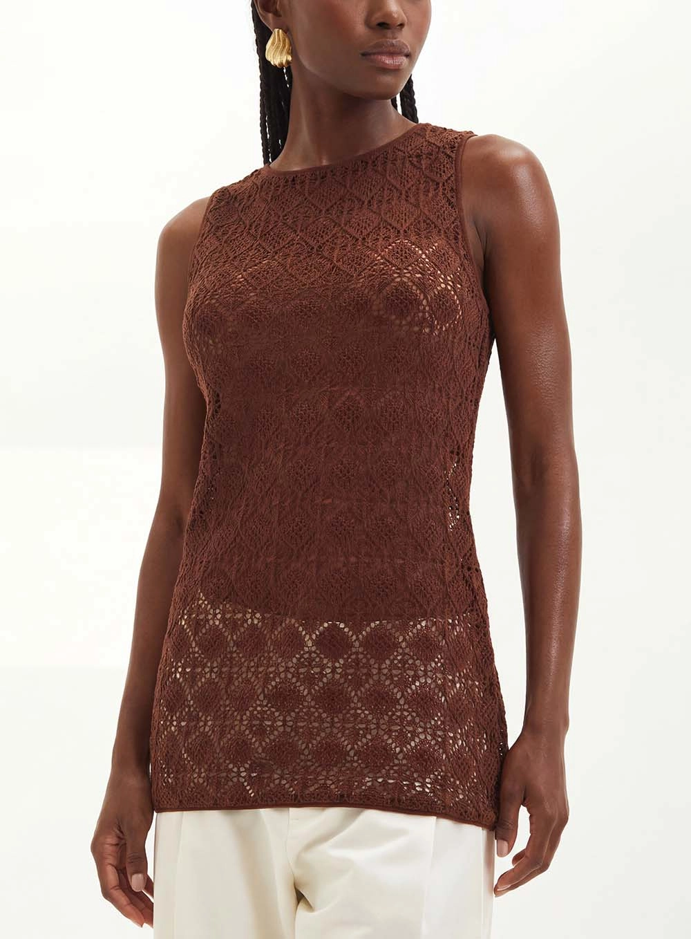 Blusa Feminina Com Textura Vazada - Comfort Marrom 4
