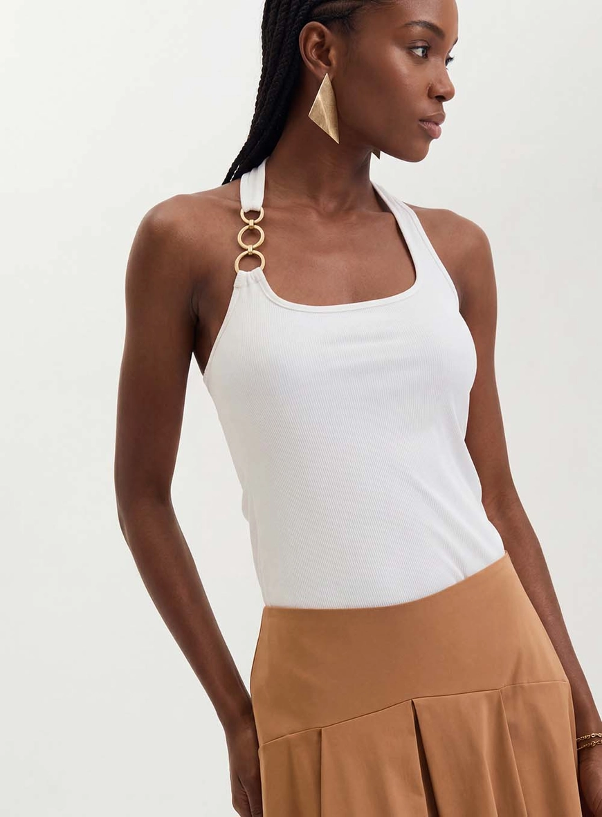 Blusa Feminina Com Argolas - Assimétrica Off Shell 3