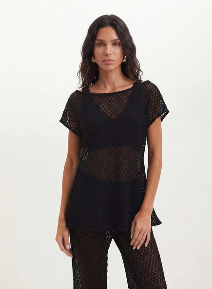 Blusa Feminina Com Renda - Oversized