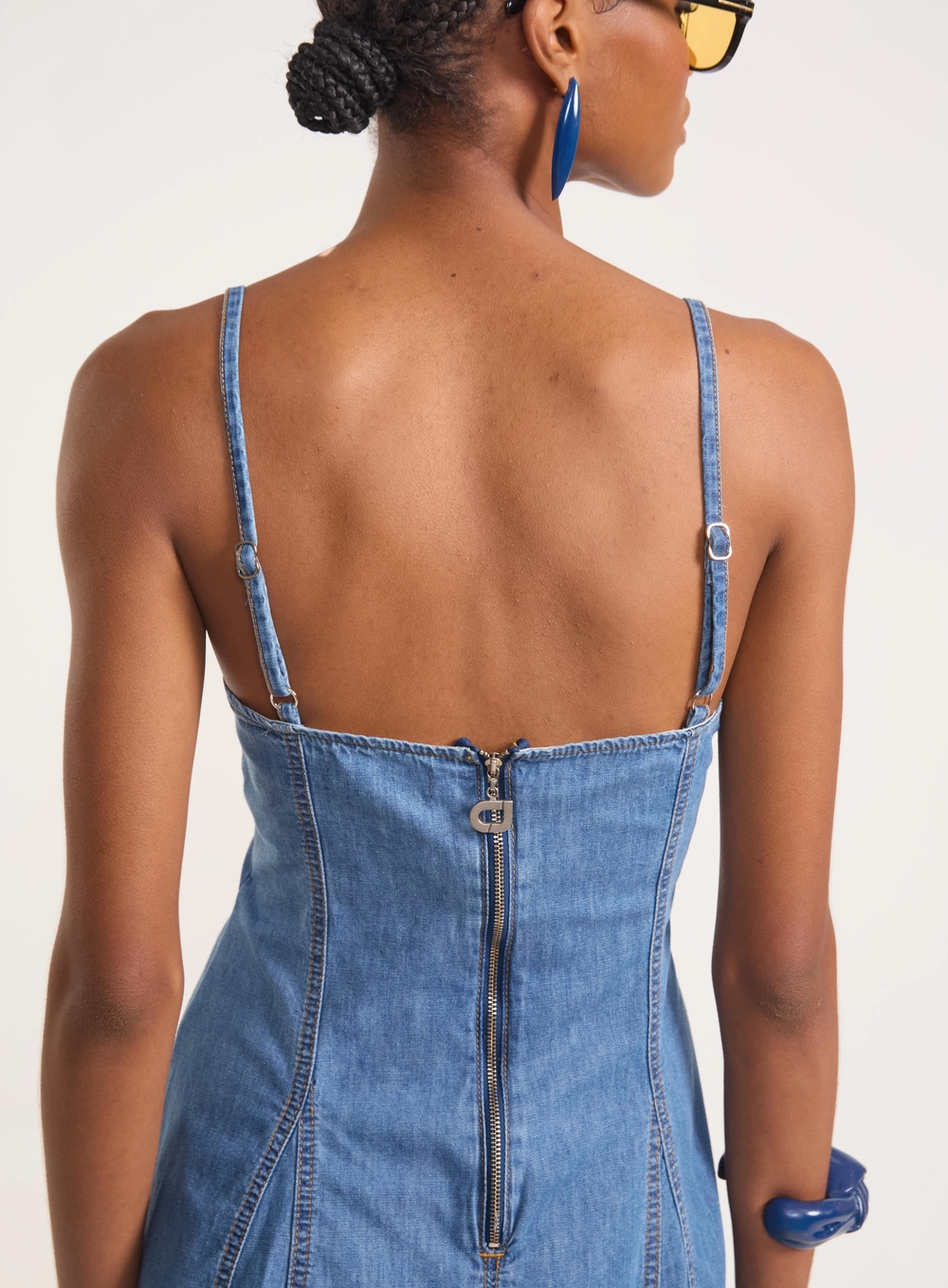 Vestido Jeans Curto Alça Finas Índigo