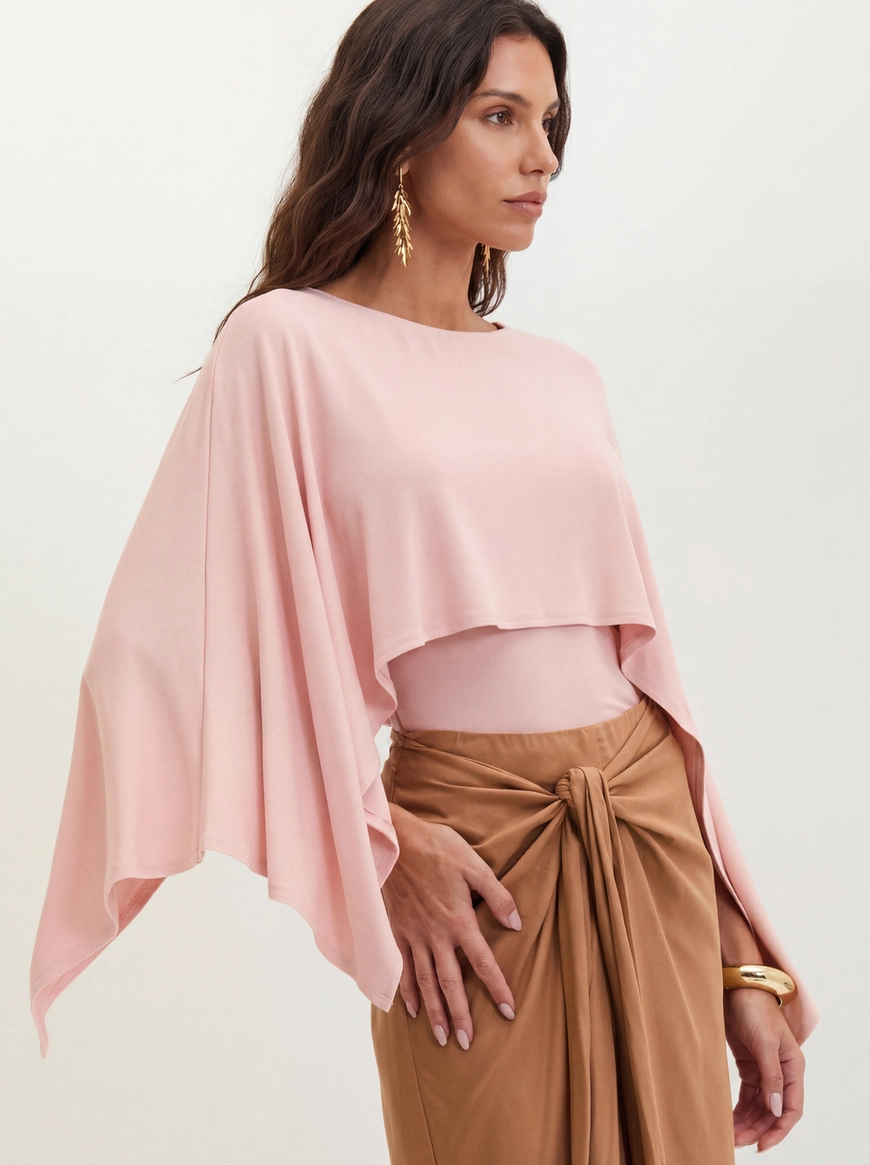 Blusa Feminina Com Sobreposição Fluida - Comfort Rosa 4