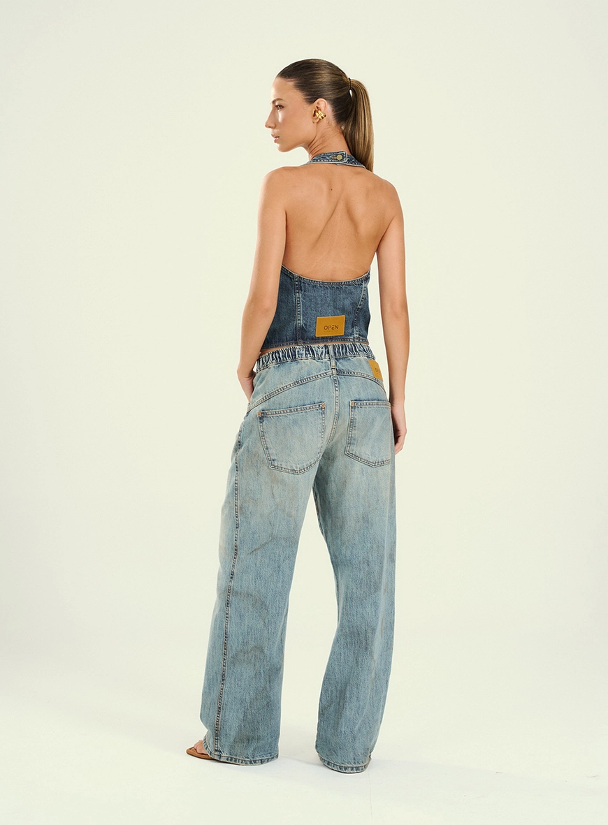 Calça Jeans Feminina Wide Leg Estonada - Lilian Índigo 2