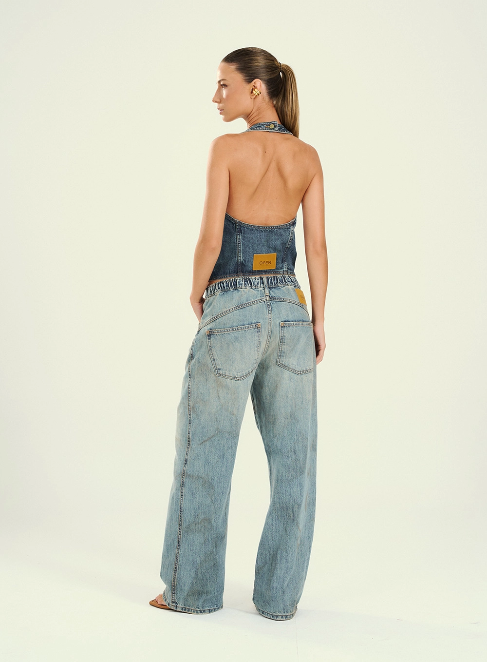 Calça Jeans Feminina Wide Leg Estonada - Lilian Índigo 2